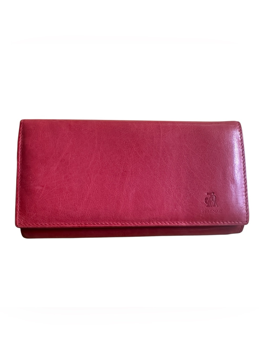 AJ Firenze Italian Made Soft Red Vera Pelle Leather Wallet Clutch